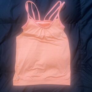 athleta womens orange pink racer back tank top built-in bra size XXS